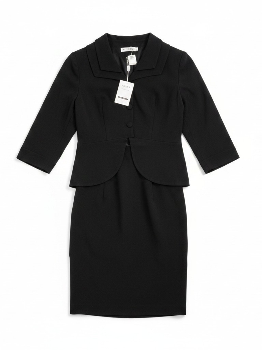 MUXXN Boutique 1950s Retro Peplum Pencil Dress Suit Black New With Tags
